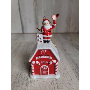 Danbury Mint Wisconsin Badgers santa house rooftop xmas ornament